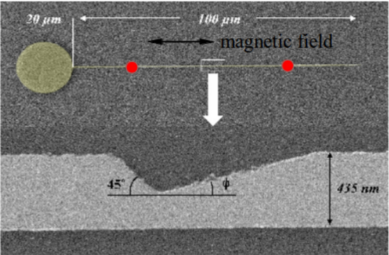 FeNi line with a notch for vortex domain wall pinning–depinning dynamics