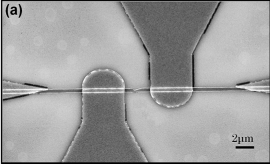 FeNi line 400 nm width with pad contacts for magnetotransport measurements